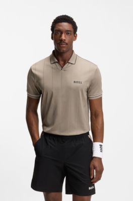 Active polo shirt with four-way stretch, Beige