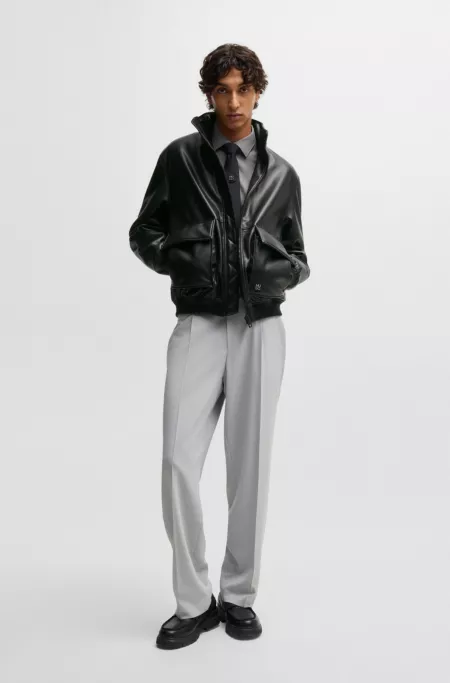 Faux-leather jacket with stacked logo