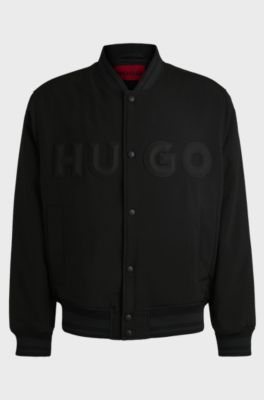 Water-repellent bomber jacket with rubberised logo, Black
