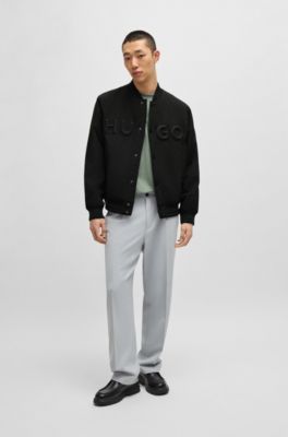 Water-repellent bomber jacket with rubberised logo, Black