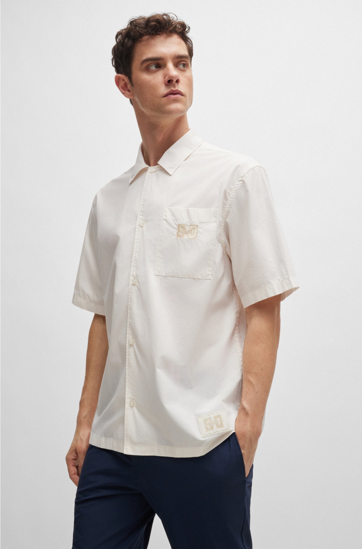 BOSS x Shohei Ohtani relaxed-fit cotton-poplin shirt , White