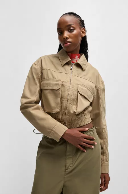 Cropped jacket in cotton canvas