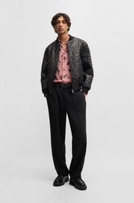 Leather jacket with spiderweb and bandana pattern, Black