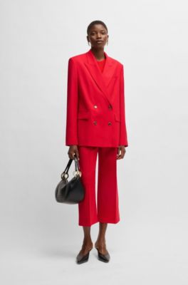 Oversized-fit double-breasted blazer in virgin wool, Red