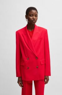 Oversized-fit double-breasted blazer in virgin wool, Red
