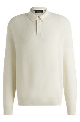 Polo-collar sweater in linen and cashmere