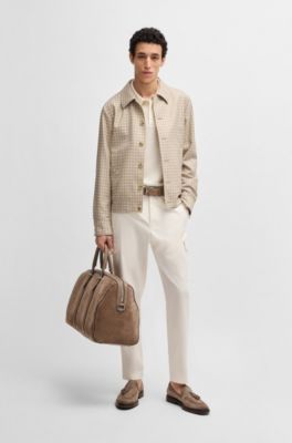 Polo-collar sweater in linen and cashmere, White