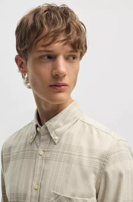 Regular-fit shirt in cotton flannel