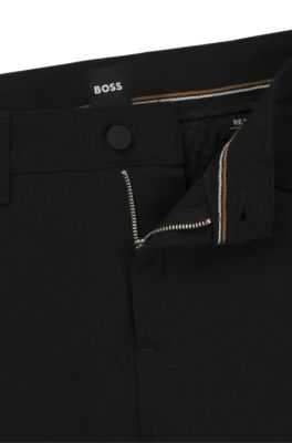 Regular-fit regular-rise trousers in stretch dobby, Black