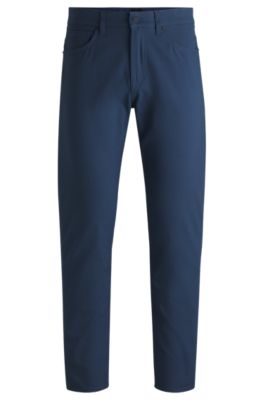Regular-Fit Hose aus Stretch-Dobby mit mittlerer Bundh&ouml;he, Dunkelblau