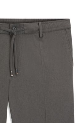 Regular-fit trousers with drawcord waist, Dark Grey