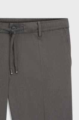 Regular-fit trousers with drawcord waist, Dark Grey
