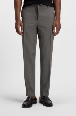 Regular-fit trousers with drawcord waist, Dark Grey