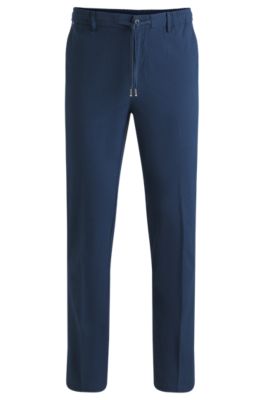 Regular-fit trousers with drawcord waist, Dark Blue