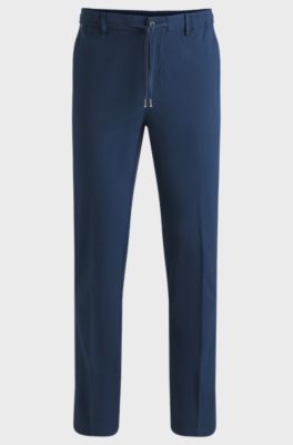 Regular-fit trousers with drawcord waist, Dark Blue