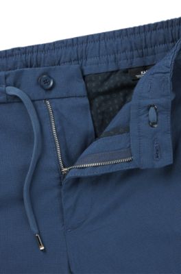 Regular-fit trousers with drawcord waist, Dark Blue