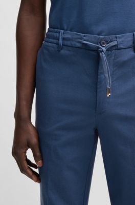 Regular-fit trousers with drawcord waist, Dark Blue