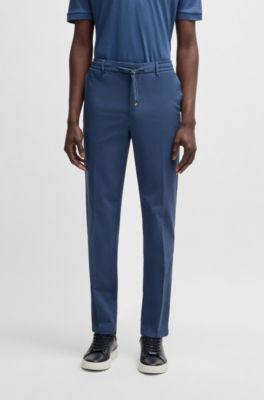 Regular-fit trousers with drawcord waist, Dark Blue