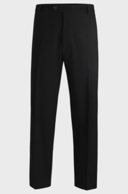 Straight-fit trousers in stretch-cotton dobby, Black