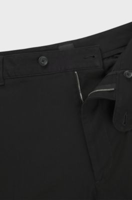 Straight-fit trousers in stretch-cotton dobby, Black