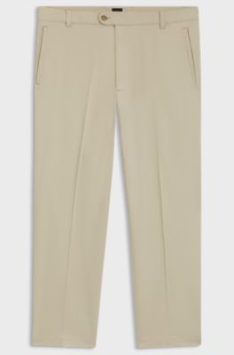 Straight-fit trousers in stretch-cotton dobby, Light Beige