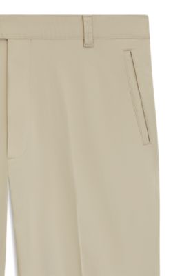 Straight-fit trousers in stretch-cotton dobby, Light Beige