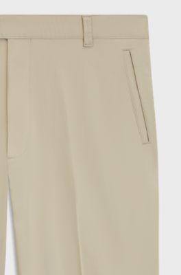 Straight-fit trousers in stretch-cotton dobby, Light Beige