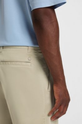 Straight-fit trousers in stretch-cotton dobby, Light Beige