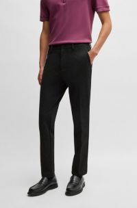 Slim-fit broek van stretchjersey in peper-en-zoutlook, Zwart