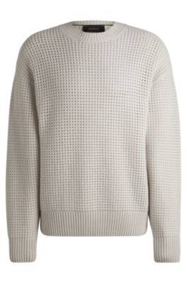 HUGO BOSS RELAXED-FIT SWEATER IN STRUCTURED VIRGIN WOOL AND CASHMERE 