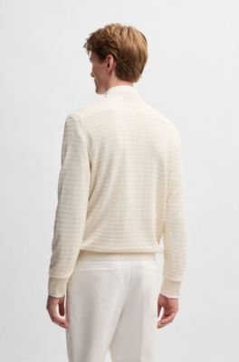 Silk sweater with knitted structure in regular fit, Natural
