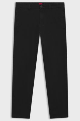 Pantaloni slim fit in gabardine di cotone elasticizzato, Nero