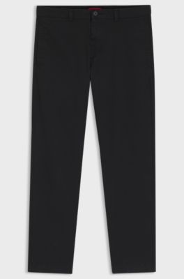 Slim-Fit Hose aus elastischer Baumwoll-Gabardine, Schwarz
