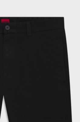 Slim-fit trousers in stretch-cotton gabardine, Black