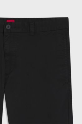 Pantaloni slim fit in gabardine di cotone elasticizzato, Nero