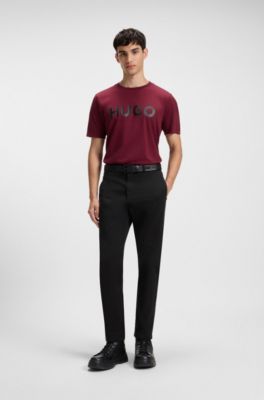 Slim-fit trousers in stretch-cotton gabardine, Black
