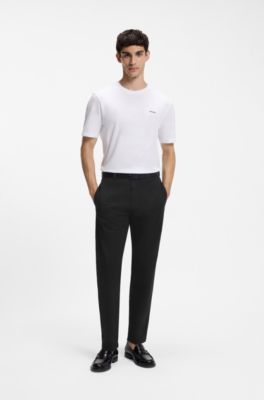 Slim-fit trousers in stretch-cotton gabardine, Black