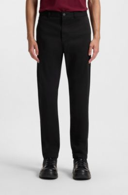 Pantaloni slim fit in gabardine di cotone elasticizzato, Nero