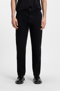Slim-fit trousers in stretch-cotton gabardine, Black