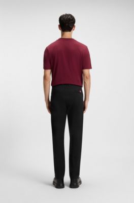 Pantaloni slim fit in gabardine di cotone elasticizzato, Nero
