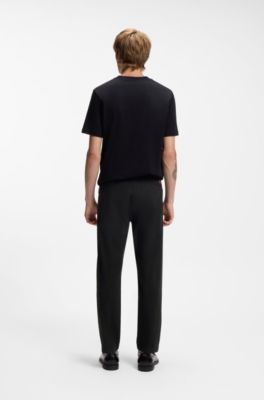 Pantaloni slim fit in gabardine di cotone elasticizzato, Nero