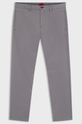 Slim-fit trousers in stretch-cotton gabardine, Dark Grey