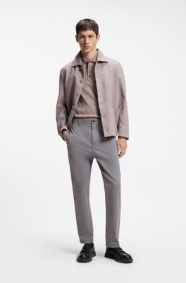 Slim-fit trousers in stretch-cotton gabardine, Dark Grey
