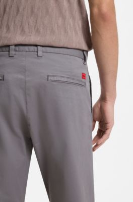Slim-fit trousers in stretch-cotton gabardine, Dark Grey