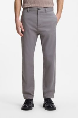 Pantalones slim fit en tejido de gabardina de algod&oacute;n el&aacute;stico, Gris oscuro