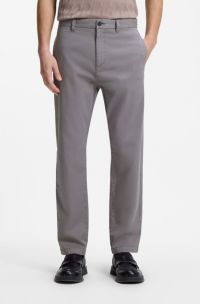 Slim-fit trousers in stretch-cotton gabardine, Dark Grey