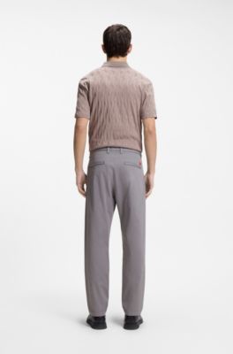 Slim-fit trousers in stretch-cotton gabardine, Dark Grey