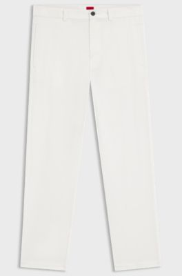 Pantaloni slim fit in gabardine di cotone elasticizzato, Bianco