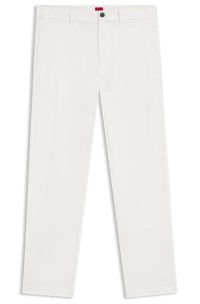 Slim-fit trousers in stretch-cotton gabardine, White