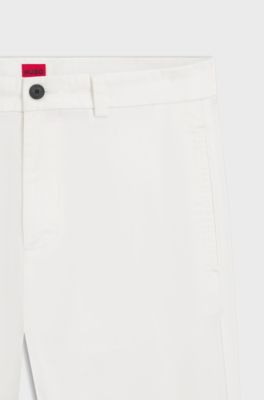 Pantaloni slim fit in gabardine di cotone elasticizzato, Bianco